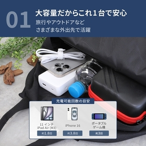 Owltech 20000mAh 最大PD30W対応 USB Type-C入出力／USB Type-A出力 モバイルバッテリー OWL-LPB20016-BK