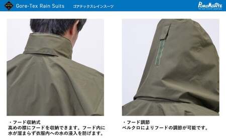 プロモンテ ゴアテックス パックライトプラス レインスーツ SR150M オリーブ 3Lサイズ メンズ （PUROMONTE GORE-TEX RAIN WEAR） アウトドア キャンプ BBQ ブランド 登山 トレッキング ブランド品