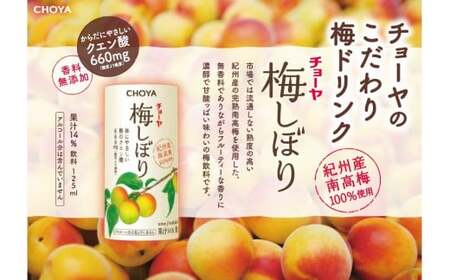 チョーヤ 梅しぼり 125ml ×30本 南高梅100% 甘酸っぱい梅ドリンク 14%梅果汁 体にやさしいクエン酸 カートカン使用 [0431ch]