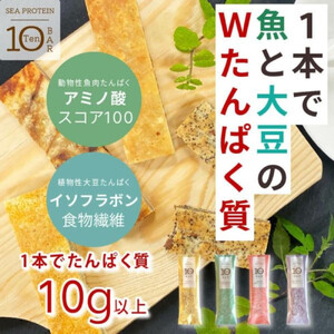 【定期便全4回】鐘崎　魚と大豆のWたんぱく質 「シープロテイン10BAR（12本セット）」４種の味を楽しめる【 低カロリー タンパク質 たんぱく質 栄養補助食品 ダイエット お菓子 おやつ ひな祭り こどもの日 母の日 父の日 お中元 敬老の日 お歳暮 七五三 】