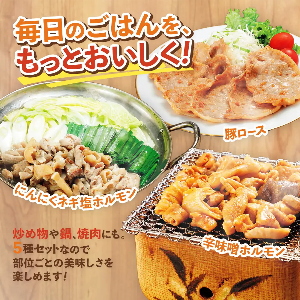 【古今東北】 丸森町大槻ファーム 豚肉5種類セット(計1.2kg）【3010101】