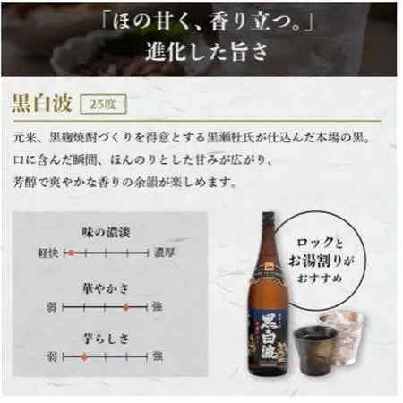 【毎月定期便】薩摩酒造の定番の焼酎【黒白波】1800ml×2本セット! DD0-0025 全3回【配送不可地域：離島】【4070816】