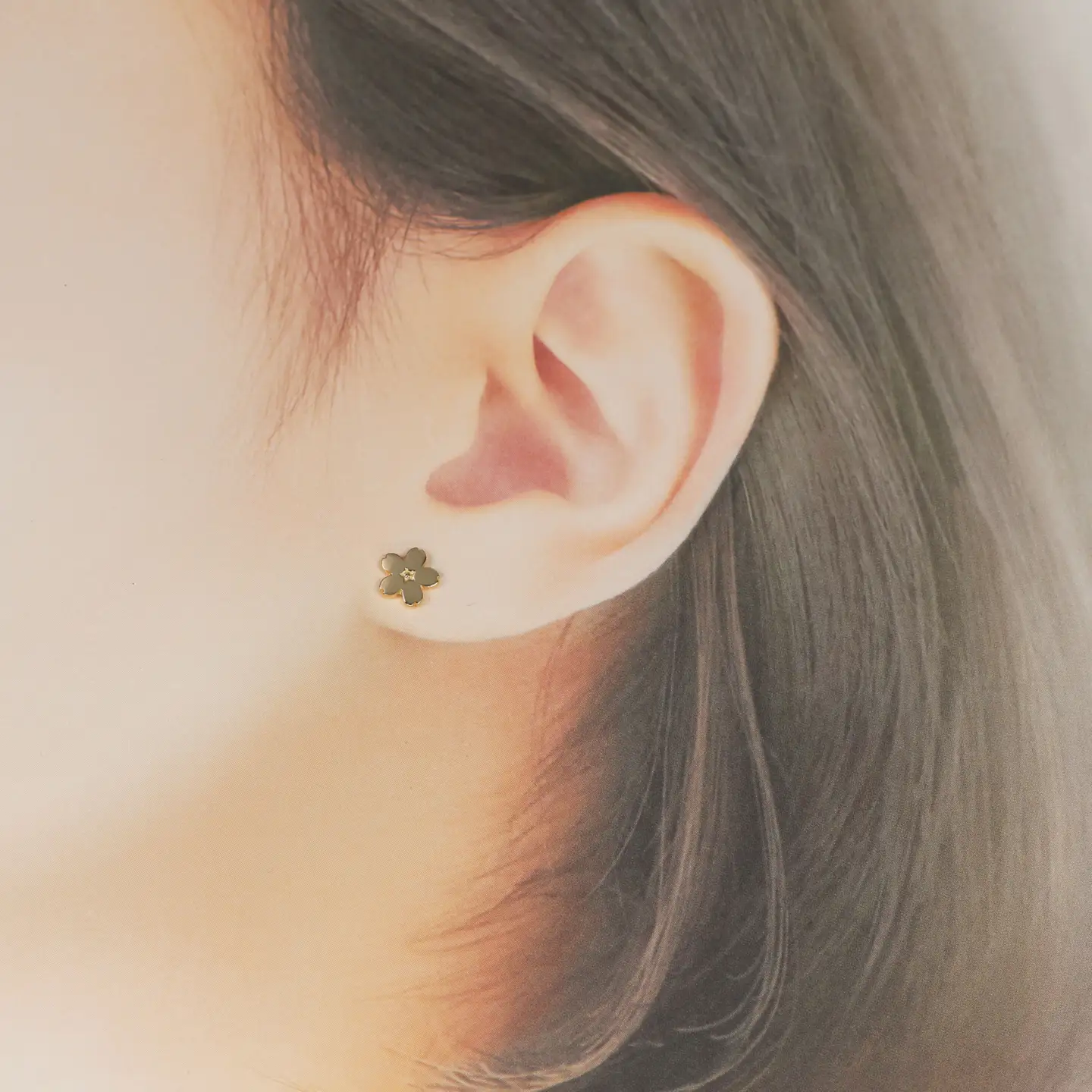 18金イエローゴールド 桜モチーフピアス 上品ジュエリー K18-KP002 / 金 イエローゴールド 桜モチーフ ピアス アクセサリー 上品 ギフト プレゼント