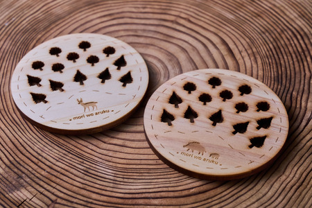 ゆすはらヒノキの森林の動物コースター２点セット木工 工芸品