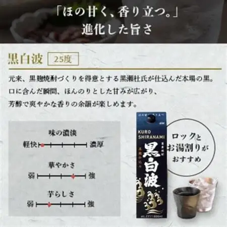 【毎月定期便】【黒白波】25度(1800ml)6パックセット GG5-0012 全2回【配送不可地域：離島】【4071171】