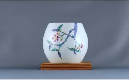 有田焼 茶香炉〈山桜文〉【赤絵白磁硯処 雪月花】手描き 伝統工芸 香炉 赤絵 インテリア  75000円 A75-63