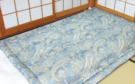国産真綿100％使用 近江真綿 手引き布団 1.5kg シングル 【青色】　[AQBN015] 布団 かけ布団
