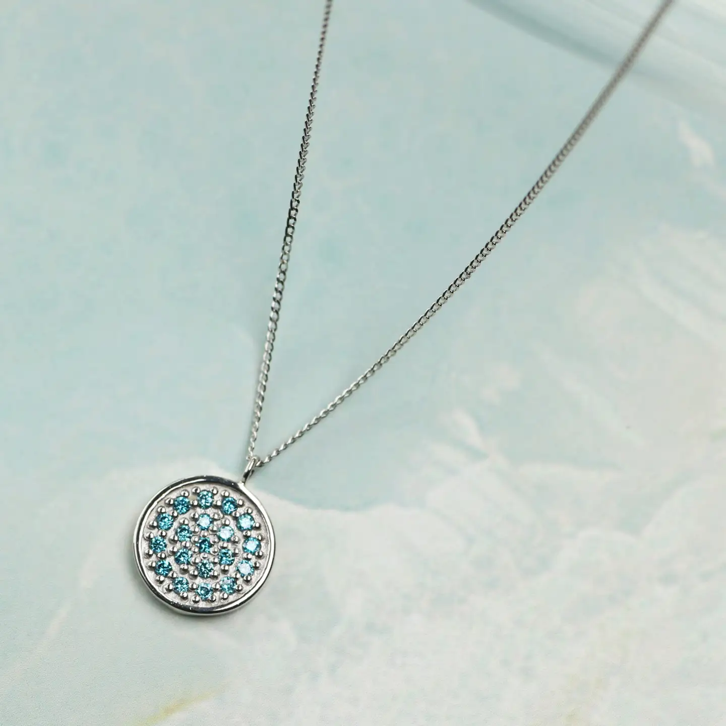 プラチナ900 ラボブルーダイヤ0.095ct パヴェネックレス PT900-N002BL / ブルーダイヤモンド アクセサリー ギフト プレゼント