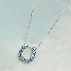 プラチナ900 ラボブルーダイヤ0.363ct 馬蹄ネックレス PT900-N007BL[AM319] / ブルーダイヤモンド アクセサリー ギフト プレゼント