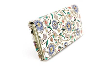 【文庫屋大関】束入れ ダリア＜コバルトブルー＞【皮革工芸品】 財布 お札 お札入れ 長財布 カード 小銭 牛革 手作り 日本製 墨田区 東京都