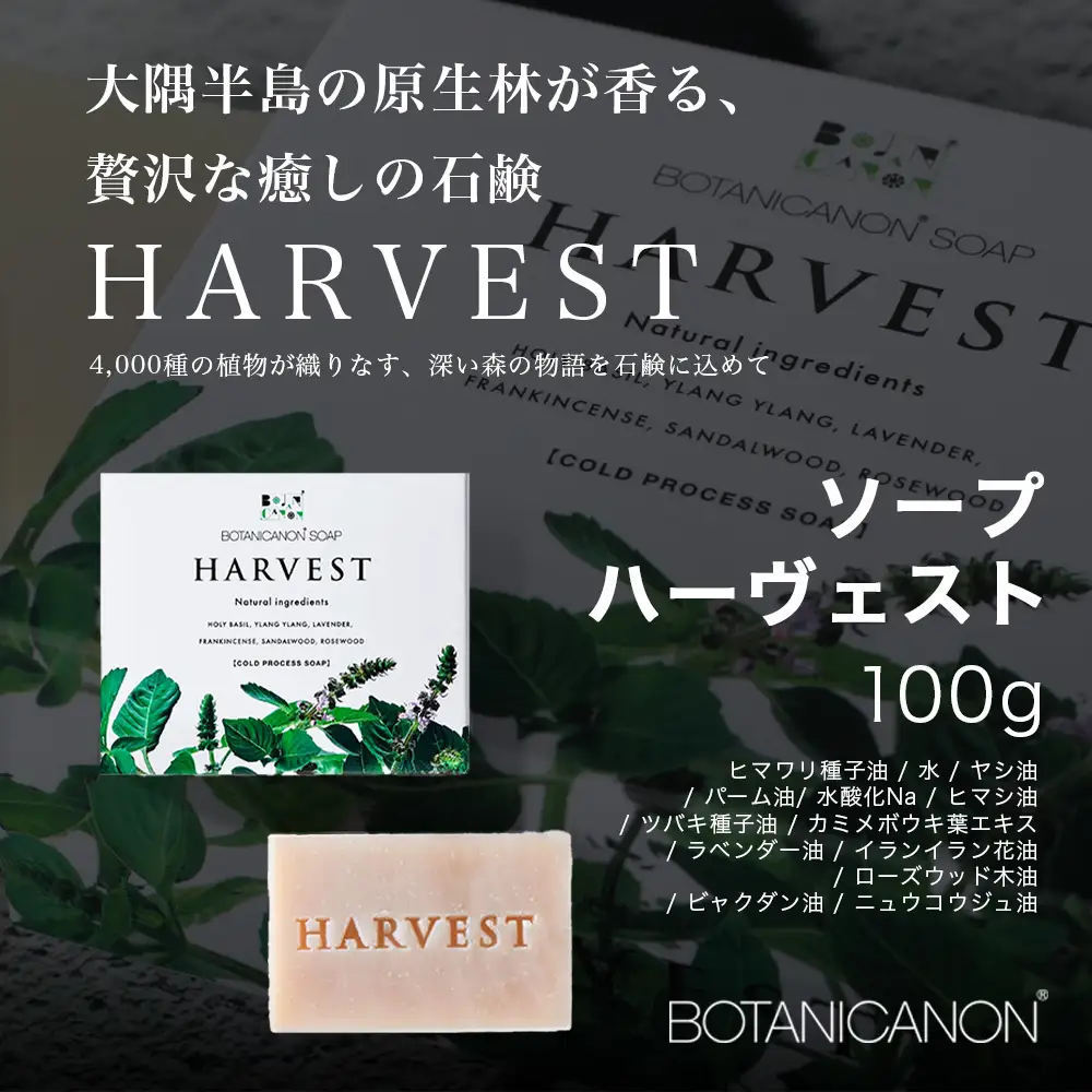ソープ(ハーヴェスト、エキゾチック、無香タイプ）（100g×3個）BF-7｜石鹸 ソープ アロマ 無香 潤い ボタニカノン BOTANICANON ケミカルフリー 鹿児島県 南大隅町 ボタニカルファクトリー 