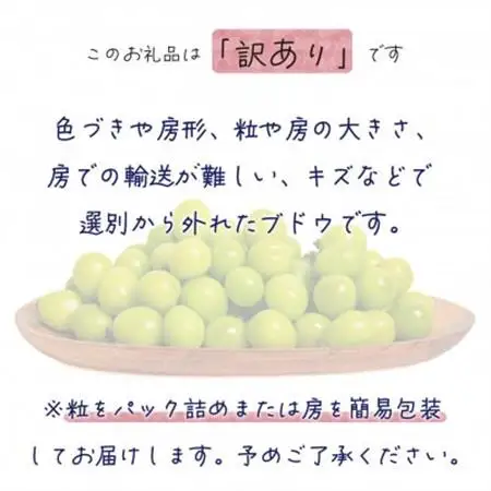 岡山　花笑み農園『訳ありシャインマスカット』1kg　WS-1【配送不可地域：離島】【1650780】