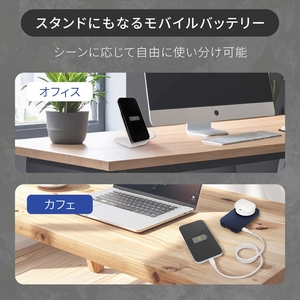 Owltech 折りたたみ式スマホスタンドにもなる 5000mAh 最大PD20W対応 USB Type-C入出力 マグネット式ワイヤレス充電対応 モバイルバッテリー OWL-LPB5020MG-GY【 ガジェット 神奈川県 海老名市 】