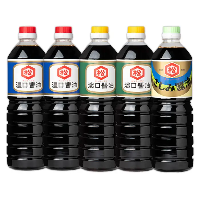 醤油3種 （濃口・淡口）1,000ml×各2本（さしみ醤油）1,000ml×1本  計5本 松藤味噌醤油醸造工場 【00-128-02】