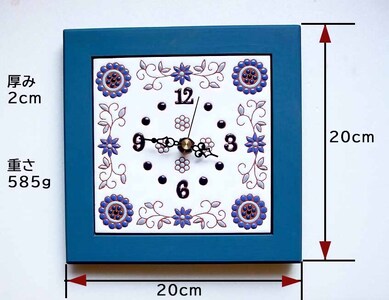 3色から選べるスペインタイルの時計 【ブルー】 mi0031-0029-1 雑貨 日用品 ｲﾝﾃﾘｱ 時計 ｽﾍﾟｲﾝﾀｲﾙ ﾊﾝﾄﾞﾒｲﾄﾞ 手作り