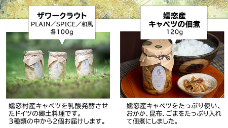 【7月中旬発送開始】 手作り 惣菜 セット 嬬恋ザワークラウト 2種 ・ キャベツの佃煮 1本 [AF032tu]