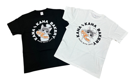 Tシャツ 猫の愛護活動を応援！白Tシャツ「パン持ちデザイン」 Lサイズ