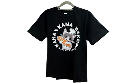 Tシャツ 猫の愛護活動を応援！黒Tシャツ「パン持ちデザイン」 Lサイズ