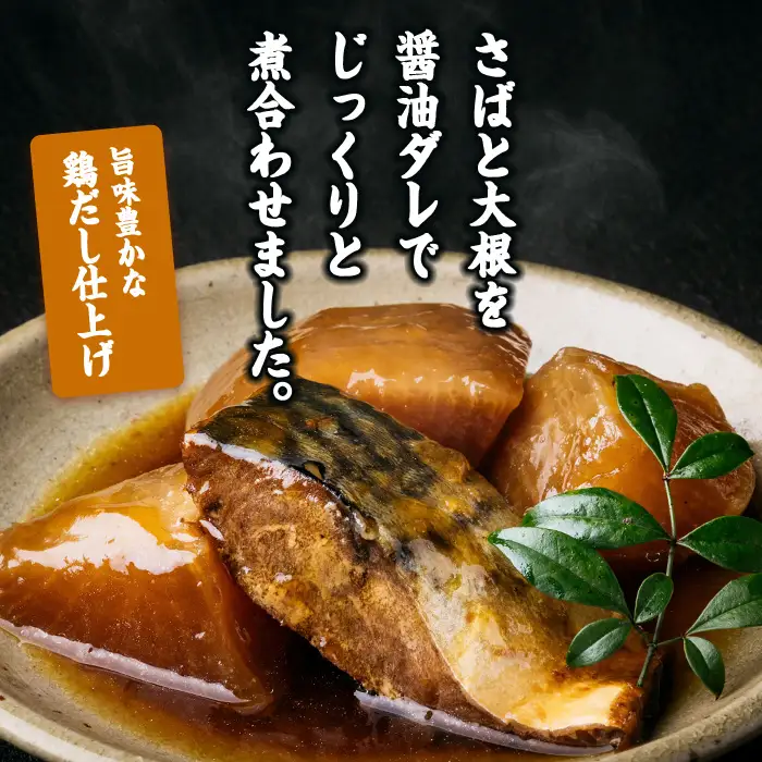 ＜2週間以内発送！＞ だしの極み さば 大根 (計1.2kg・120g×10P) 小分け 鯖 サバ だいこん おかず おつまみ 惣菜 常温 保存 簡単調理 【AP-94】【株式会社 日向屋】