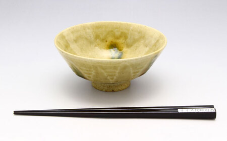 【瀬戸焼】黄瀬戸面取飯碗 【山長陶苑】 / 碗 茶碗 ご飯茶碗 食器 和食器 / 瀬戸市[BBBH041]