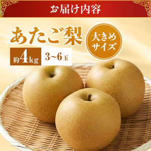 梨 2026年 先行受付 あたご梨  秀品 約4kg(3～6玉) 岡山