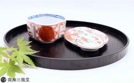有田焼 赤絵万歴木甲型蓋物 【深海三龍堂】 和食器 ハレの日 テーブルコーディネート 伝統 格式 高級感 おもてなし おしゃれ 和食 宝石箱 35000円 A35-328