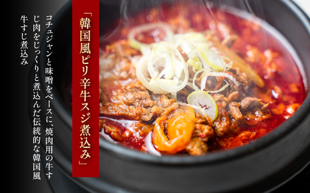 韓国風ピリ辛牛スジ煮込み 2人前 (360g×2パック) ふるさと納税 福知山市 人気 ランキング 惣菜 牛すじ煮込み 韓国風牛すじ煮込み 限定 コラーゲン 送料無料 【fc-EO017】【焼肉・冷麺ユッチャン。】