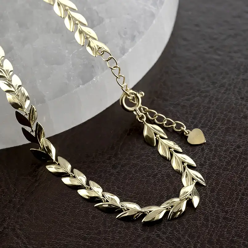 18金 ブレスレット 18k 太め チェーン 19cm リーフ ゴールド 葉っぱ イエローゴールドK18 k18 アジャスター ジュエリー シンプル 地金 プレゼント 人気 普段 使い250227bd400y SWAA257-k18