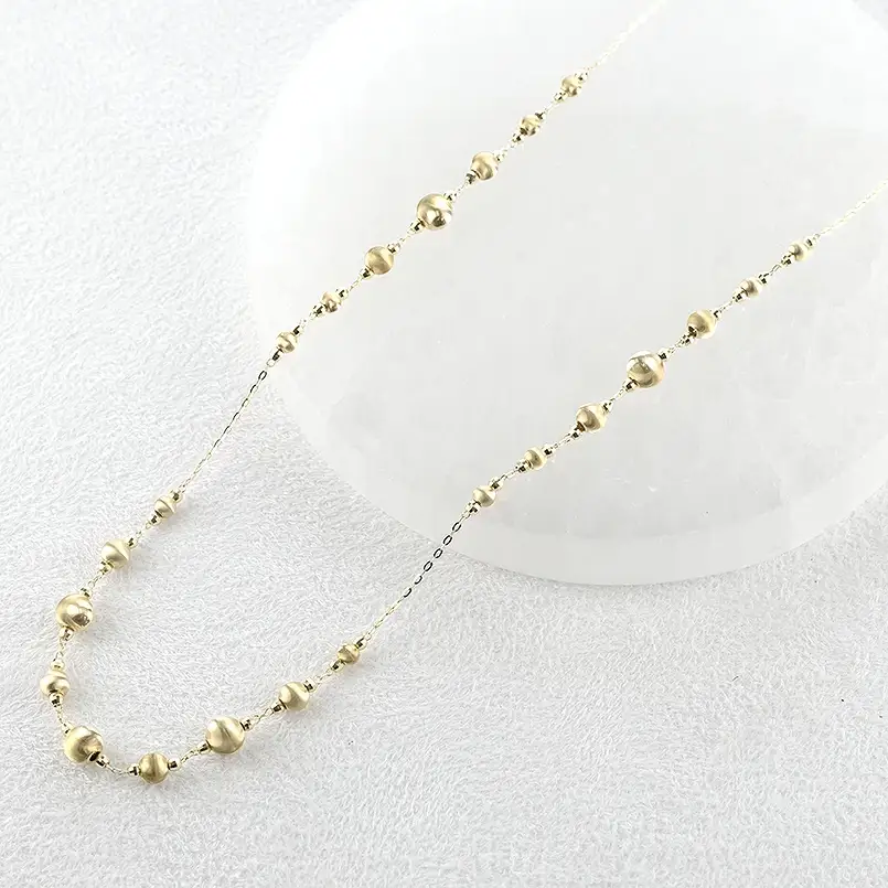 18金 ネックレス レディース チェーン 70cm ゴールド ミラーボール シルクボール ラリエット ロングネックレス イエローゴールドK18 18k ジュエリー シンプル 人気 普段 使い250328an201yn SWAA269