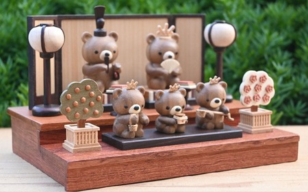 木製のクマのお雛様 2段  | 木製 くま クマ 熊 お雛様 2段飾り お人形 ひな祭り 雛祭り セット 茨城県 守谷市