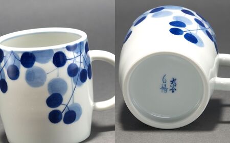 九谷焼「マグカップ(風の花)」藍colorそめいろ
