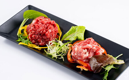 熊本 馬刺し ユッケ食べ比べ（線切りユッケ/霜降り(カルビ)ユッケ） 計約270g 各種3P 馬刺し[AYAF105]