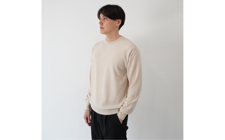 ベビーカシミヤ　クルーネック　メンズ　Lサイズ　【ベージュ】 【178001-2】 ｶｼﾐﾔ 天然素材 ｾｰﾀｰ 服 国産 国内製造 ﾍﾞﾋﾞｰｶｼﾐﾔ