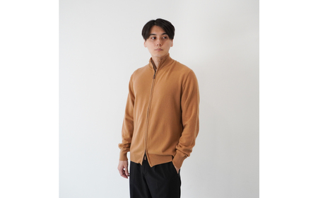 ベビーカシミヤ　フルジップ　メンズ　Lサイズ　【キャメル】 【178003-2】 ｶｼﾐﾔ 天然素材 ｾｰﾀｰ 服 国産 国内製造 ﾍﾞﾋﾞｰｶｼﾐﾔ