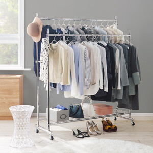  【シリーズ累計100000台突破！】プロ仕様 頑丈ハンガーラック ダブルタイプ・幅150cm_1904000019_00 | 収納 収納