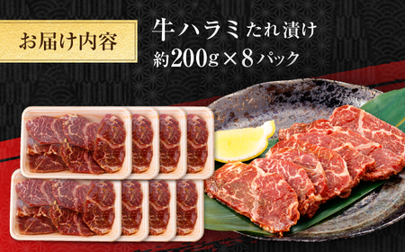 牛ハラミ　たれ漬け 約200g×8 総計約1.6kg / 訳あり 数量限定 小分け 柔らかい！！ 【(有)山重食肉】[ATAP148]