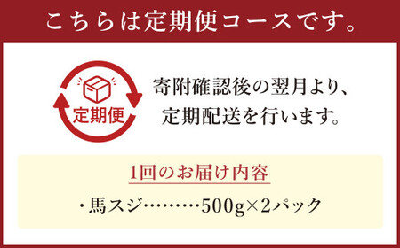 【6ヶ月 定期便】馬スジ 1kg（500g × 2パック） 合計 6kg 熊本県産 馬肉 馬 スジ スジ肉 国産 熊本 肉 すじ すじ肉 馬すじ