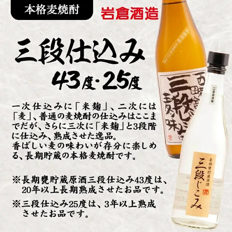 芋焼酎「月の中」・麦焼酎「三段仕込み」25度720mlセット【岩倉酒造】＜7-24a＞