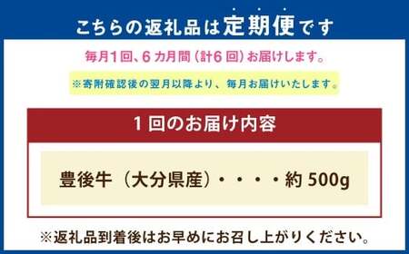 【6ヶ月定期便】 豊後牛 すき焼き用 約500g
