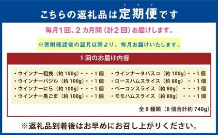 【2ヶ月定期便】 【竹田ジビエ】 山ん神の恵み イノシシ肉ハム・ソーセージ 8点セット 食べやすい ジビエ 	