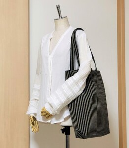 会津木綿 携帯用折り畳みマイバッグ (棒縞) ファッション かばん トートバッグ 手提げ カバン 織物 伝統工芸品 