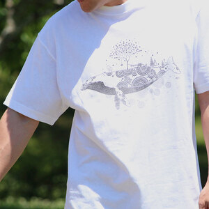 【かめいち堂 Tシャツ 】　大きなザトウクジラ Lサイズ 綿100%