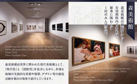 【ヒルズ周遊（六本木・虎ノ門）ペア体験】森美術館・東京シティビュー／アンダーズ東京 ザ タヴァン食事券