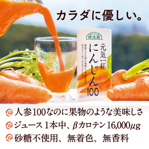 [定期便／3ヶ月] 果汁100% 元気一杯 にんじん100 195g×15本×3回 (計45本) 順造選｜にんじんジュース [0462]