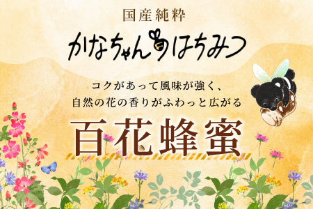 国産純粋 百花蜂蜜 大瓶 320g かなちゃんはちみつ 非加熱 ハチミツ はちみつ 蜂蜜 無添加 国産 天然 愛知県産 -330