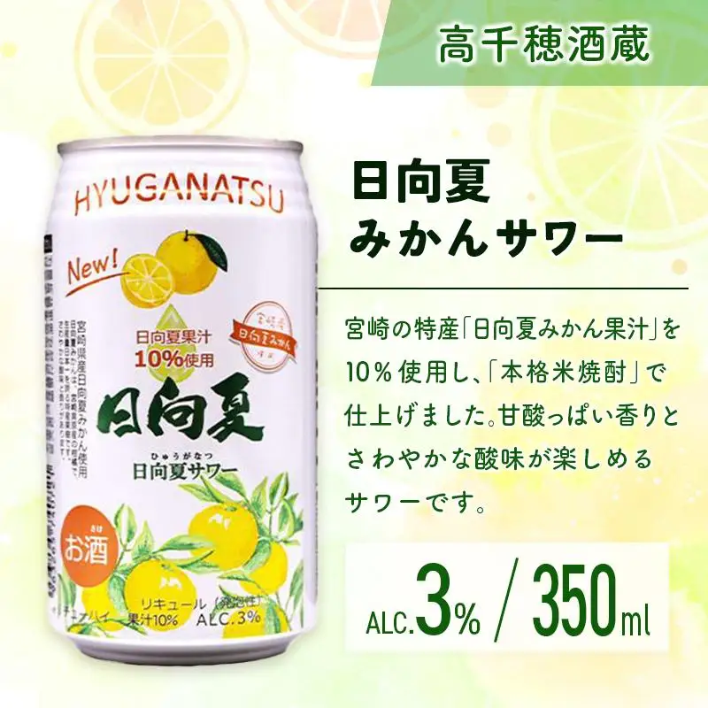 南国宮崎特産「日向夏」でつくった 酎ハイ 2種 飲み比べ 350ml×24本 セット 日向夏みかんサワー＆NIPPON PREMIUM 宮崎県産日向夏