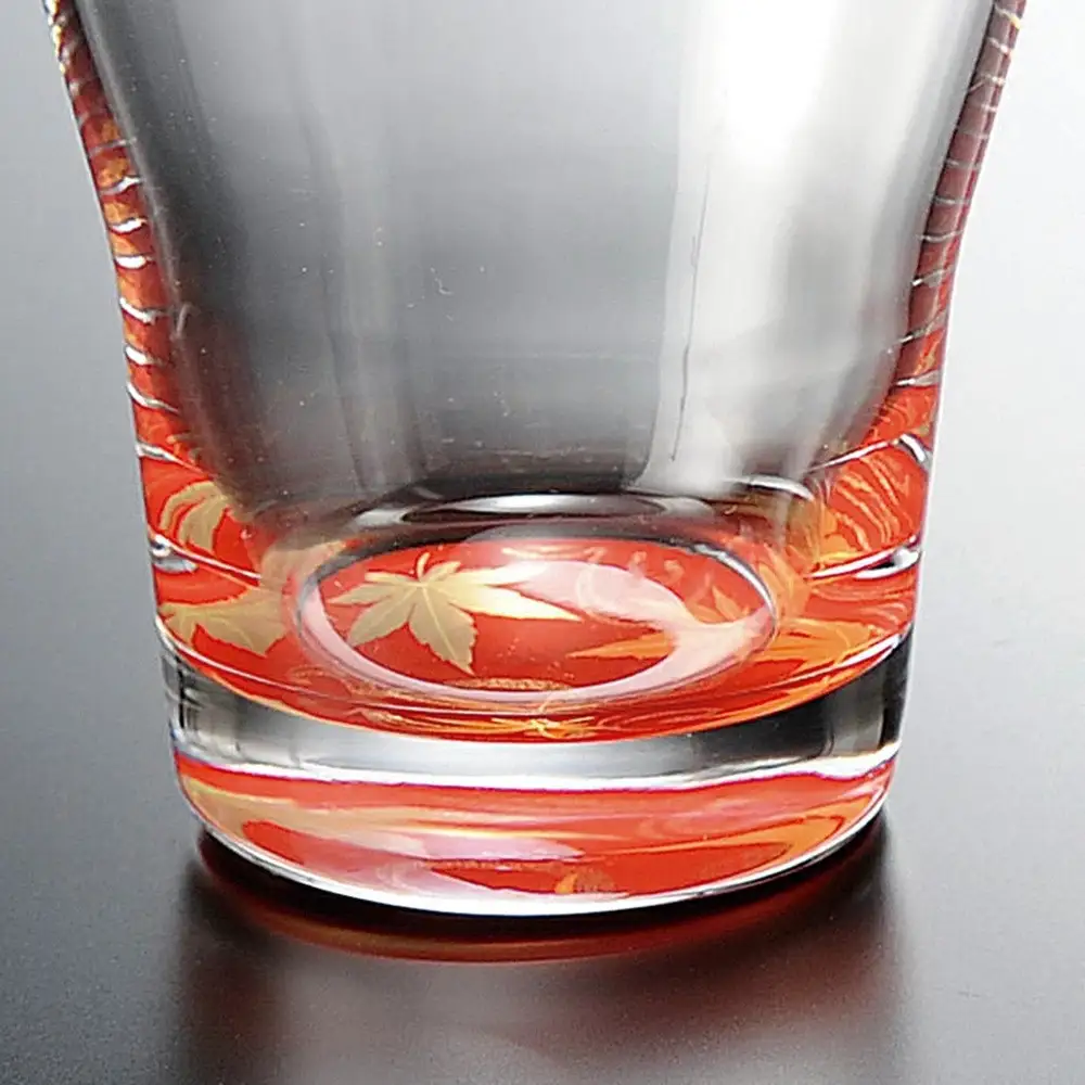 みよし漆器本舗 紀州塗り ぬりもん de Verre フリーグラス 紅葉 赤 210ml
