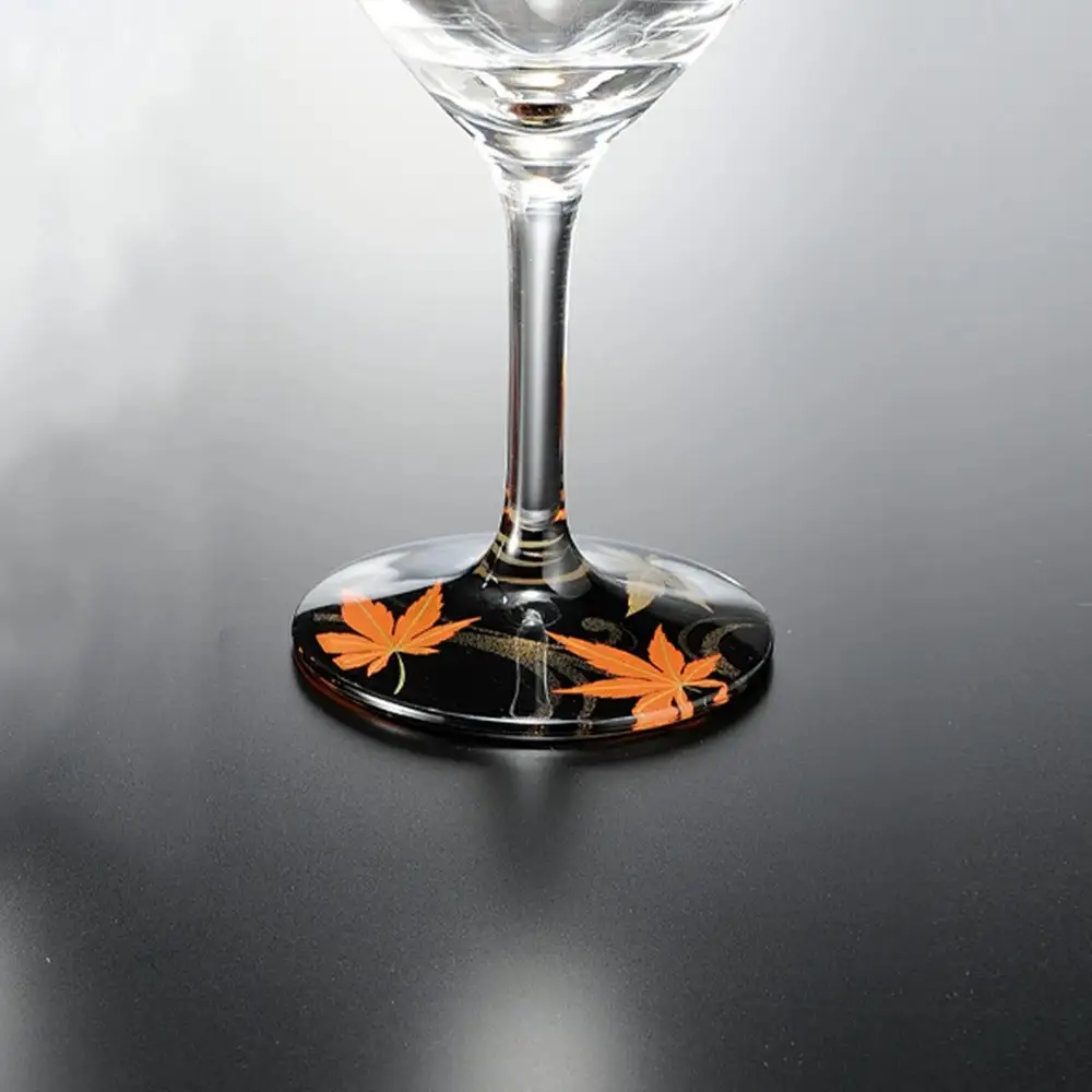 みよし漆器本舗 紀州塗り ぬりもん de Verre ワイングラス 紅葉 黒 300ml