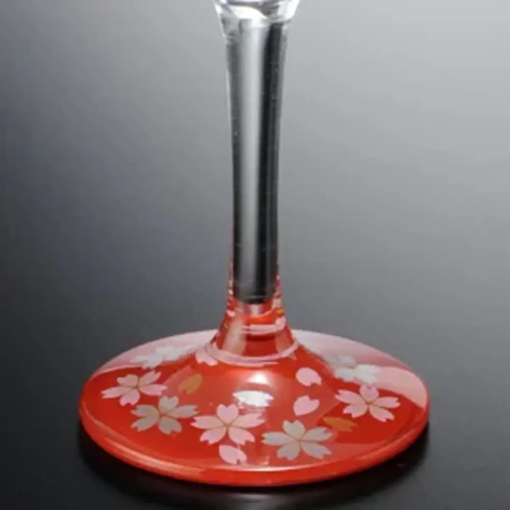 みよし漆器本舗 紀州塗り ぬりもん de Verre トールシャンパン 蒔絵 桜 赤 185ml