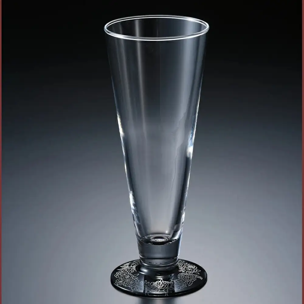 みよし漆器本舗 紀州塗り ぬりもん de Verre ピルスナーグラス 銀 蒔絵 ボタニカル 285ml